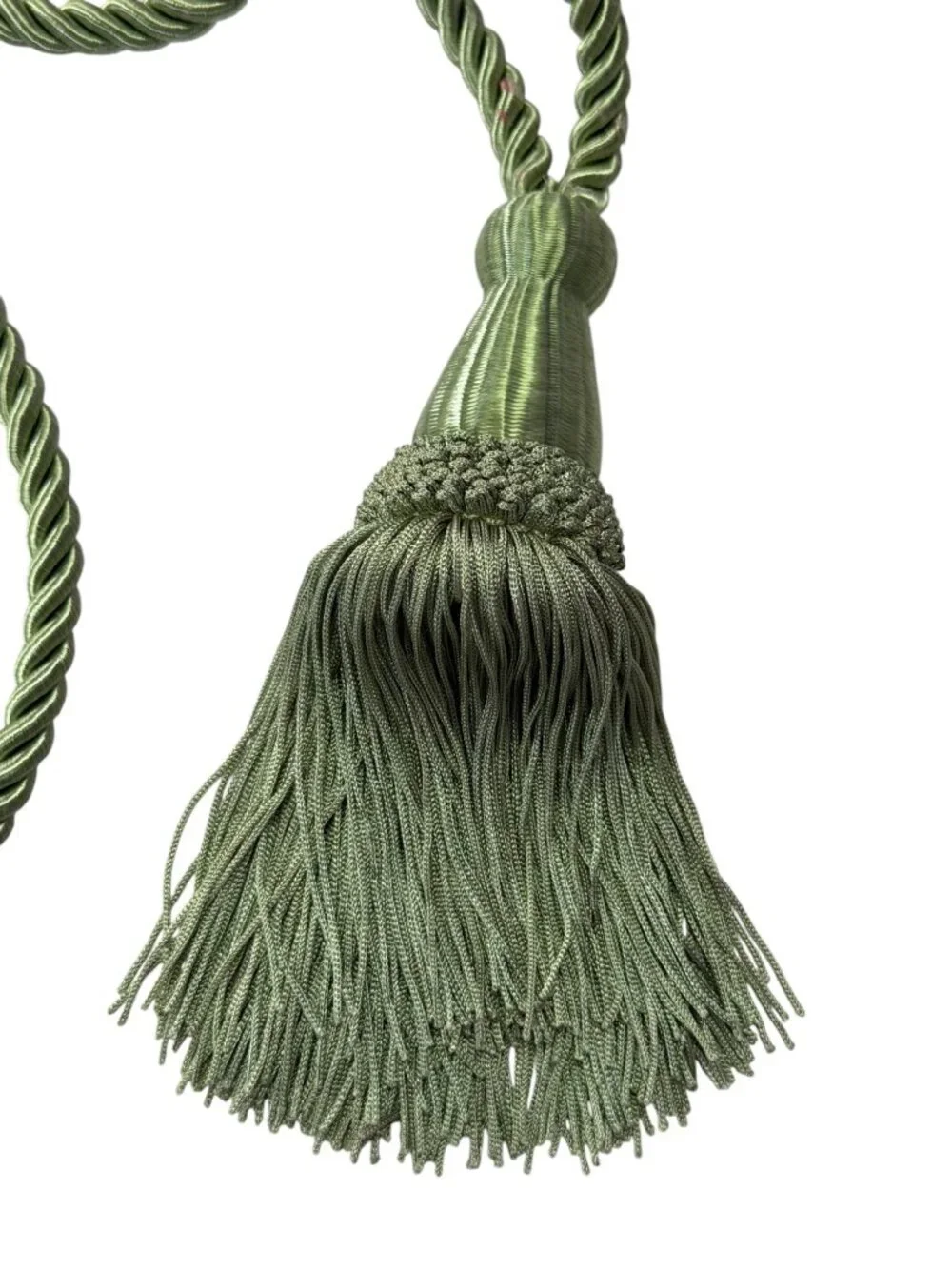 Vintage Olive Green Passementerie Tassel Curtain Tieback 45